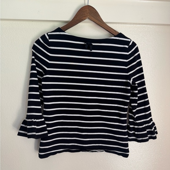 Broome Street Kate Spade Women’s S Black White Striped Ruffle Sleeve Top - Picture 6 of 10